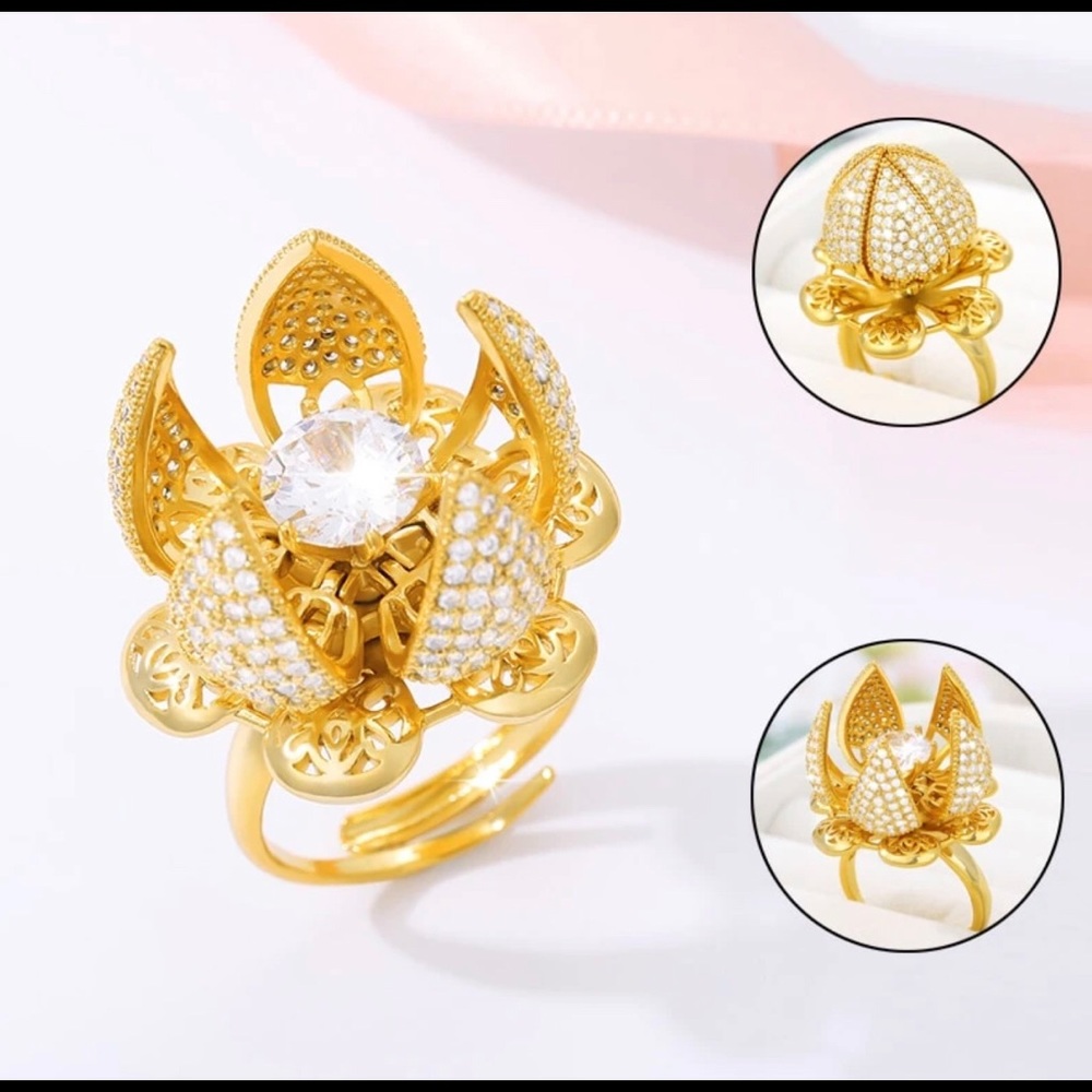 Flocaw Adjustable Flower Blooming Ring 💍 🌹